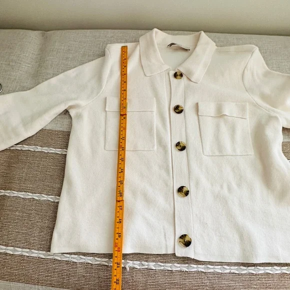 LOFT Off-White Lady Jacket Sweater with Button Detail - Picture 7 of 8